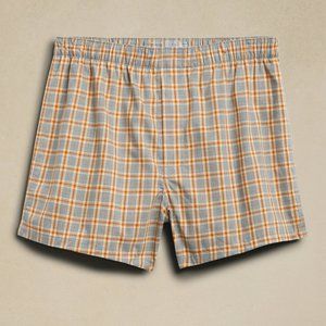 Banana Republic Heather Gray Plaid Organic Cotton Boxer